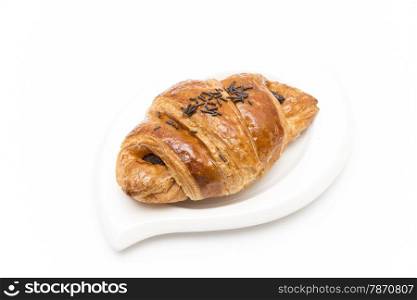 chocolate croissant on a white background