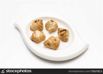 chocolate croissants on a white background