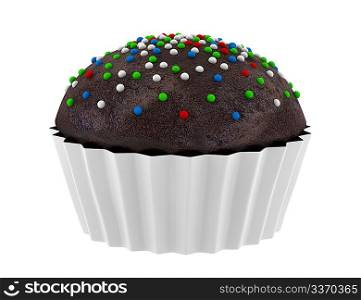 chocolate cupcake isolated on shite background