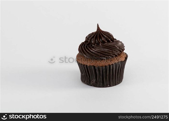 chocolate cupcake on white background, isolated. sweets on white background