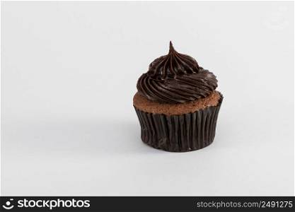 chocolate cupcake on white background, isolated. sweets on white background