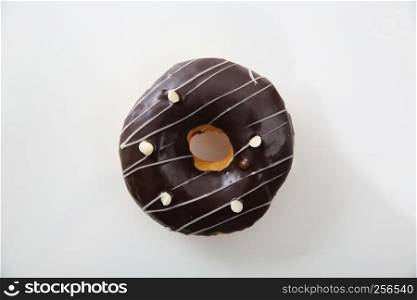 Chocolate donut isolated in white background
