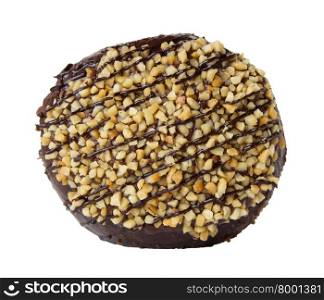 Chocolate donut isolated on white with clipping path