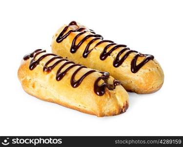 Chocolate eclairs isolated on a white background