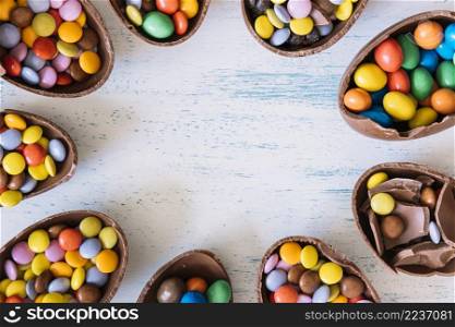 chocolate eggs lying circle