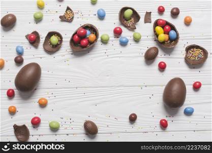 chocolate eggs with candies sprinkles