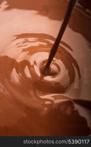 Chocolate flow close up as a background