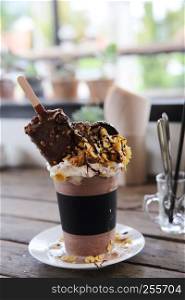 chocolate frappe with ice cream