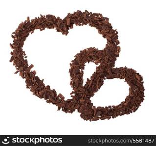 chocolate hearts isolated on white