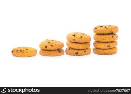 Chocolate homemade pastry biscuits isolated on white background