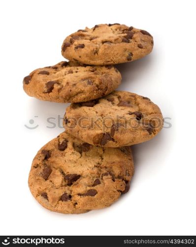 Chocolate homemade pastry cookies isolated on white background