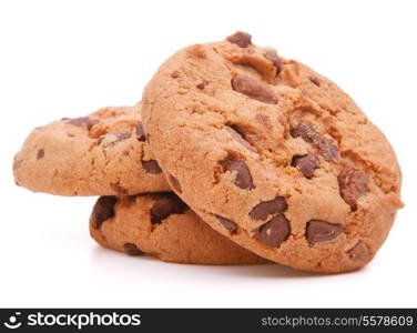 Chocolate homemade pastry cookies isolated on white background