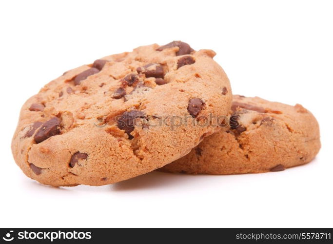 Chocolate homemade pastry cookies isolated on white background