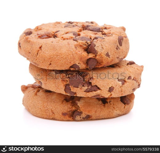 Chocolate homemade pastry cookies isolated on white background