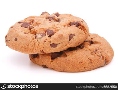 Chocolate homemade pastry cookies isolated on white background