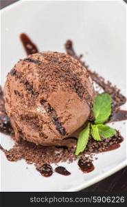 chocolate ice cream. chocolate ice cream closeup photo
