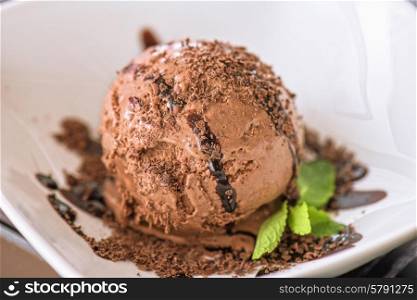 chocolate ice cream closeup photo. chocolate ice cream