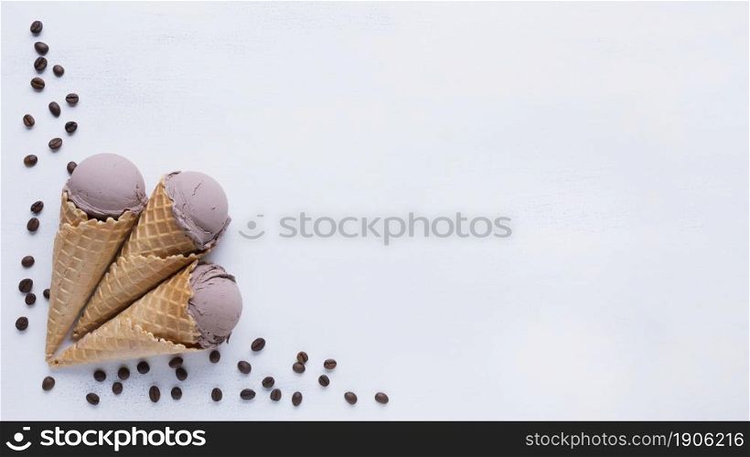 chocolate ice cream cones white background. High resolution photo. chocolate ice cream cones white background. High quality photo
