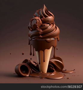 Chocolate ice cream. Generative AI. High quality illustration. Chocolate ice cream. Generative AI