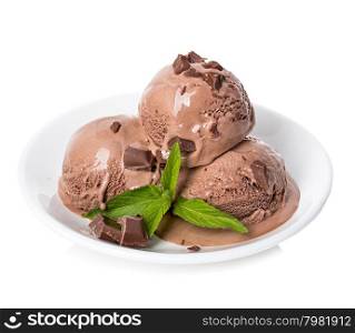 Chocolate ice cream isolated