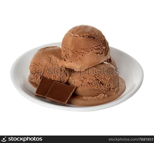 Chocolate ice cream isolated