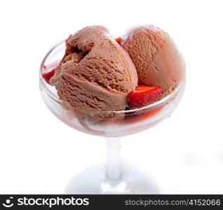 chocolate ice cream with strawberry