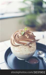 chocolate ice-cream with whipping cream