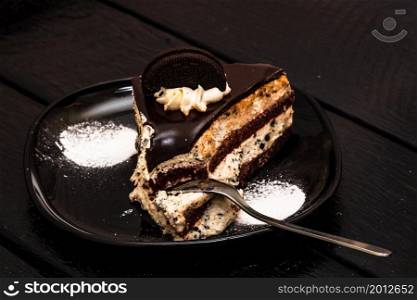 Chocolate mousse dessert. Chocolate cake
