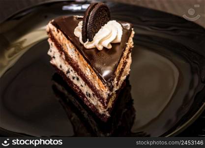 Chocolate mousse dessert. Chocolate cake