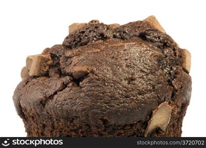 Chocolate muffin. White isolated studio shot