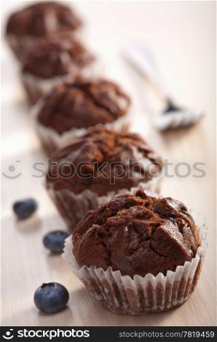 chocolate muffins with blueberry