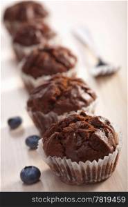 chocolate muffins with blueberry