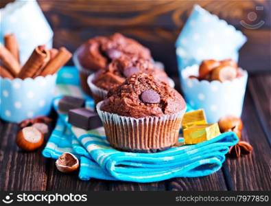 chocolate muffins with spice on a table