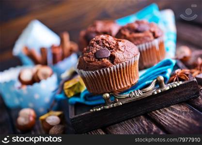 chocolate muffins with spice on a table