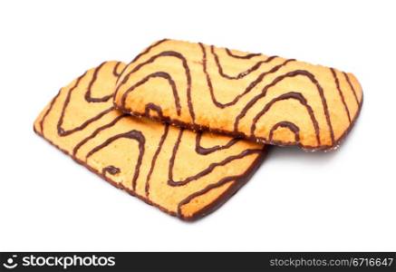 chocolate ornate cookies isolated on white background