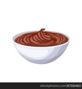 chocolate paste bowl cartoon. spread hazelnut, food sweet, brown cream, cocoa dessert, nut tasty, sauce ingredient, creamy chocolate paste bowl vector illustration. chocolate paste bowl cartoon vector illustration