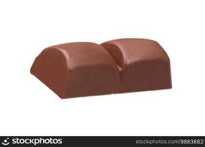 Chocolate pieces isolated on white background. Chocolate pieces