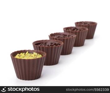 chocolate pralines isolated on white background