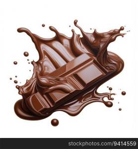 chocolate splash closeup isolated on white background. for printing, web design, product.