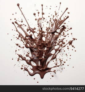 Chocolate splash isolated on white background. for printing, web design, product.