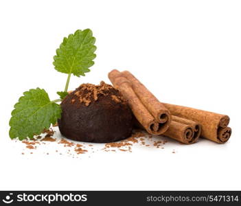 Chocolate truffle candy isolated on white background