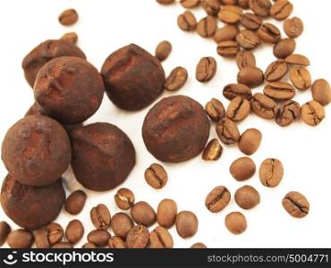 chocolate truffles with coffee