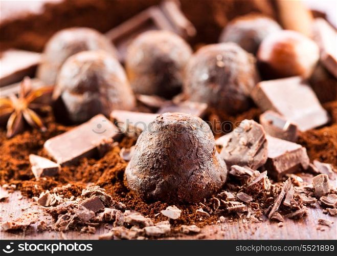 chocolate truffles with ingredients