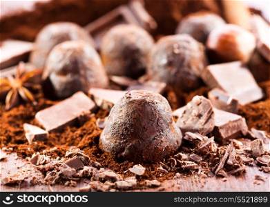 chocolate truffles with ingredients