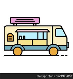 Chocolate vehicle icon. Outline chocolate vehicle vector icon color flat isolated. Chocolate vehicle icon color outline vector