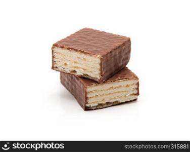 chocolate waffles isolate on white