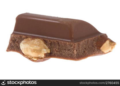Chocolate with almonds on isolated