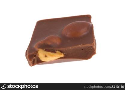 Chocolate with nuts on isolated