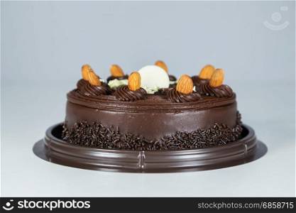 chocolated cake on a table