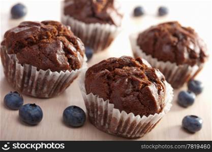 chocolated muffins with blueberry